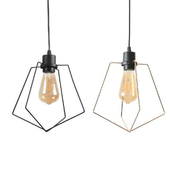 Lampe suspendue en métal - Lot de 1/3, style pentagone, lampe suspendue d'intérieur en finition noire/dorée