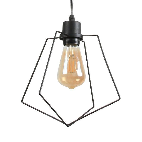 Lampe suspendue en métal - Lot de 1/3, style pentagone, lampe suspendue d'intérieur en finition noire/dorée