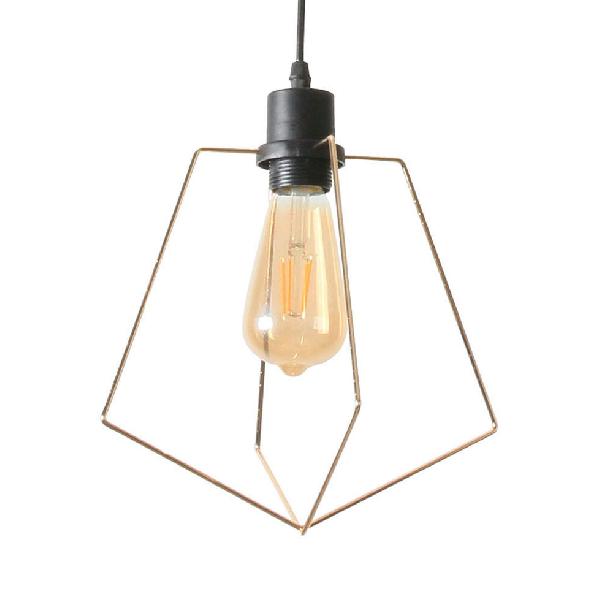 Lampe suspendue en métal - Lot de 1/3, style pentagone, lampe suspendue d'intérieur en finition noire/dorée