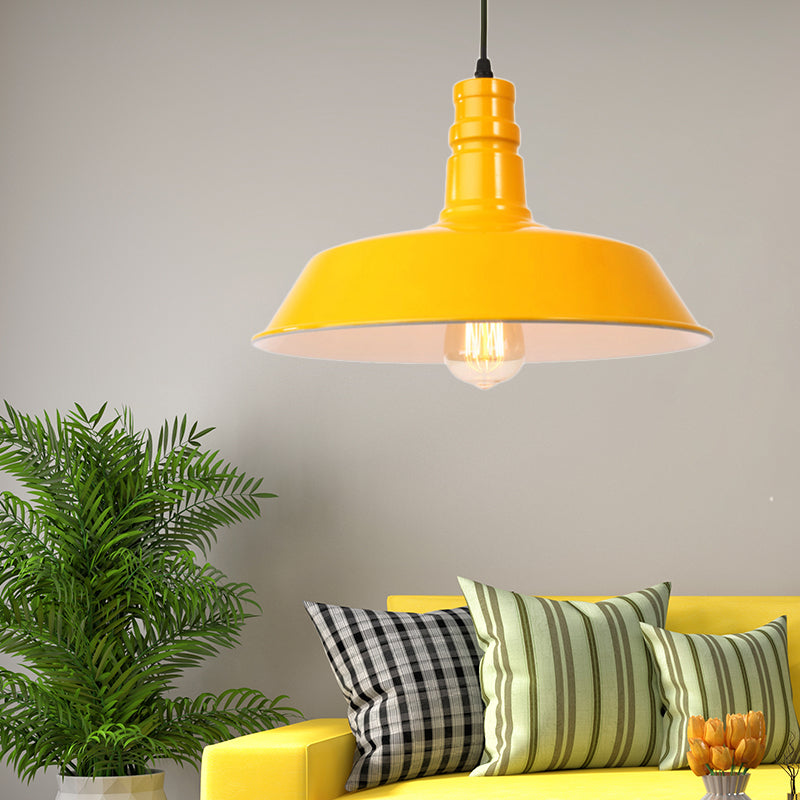 Retro Metal Barn Shade Hanging Lamp - Pink/Yellow 10/14/18 Diameter Yellow / 10