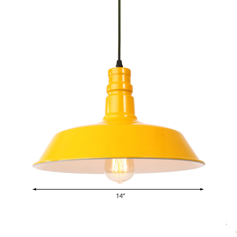 Retro Metal Barn Shade Hanging Lamp - Pink/Yellow 10/14/18 Diameter