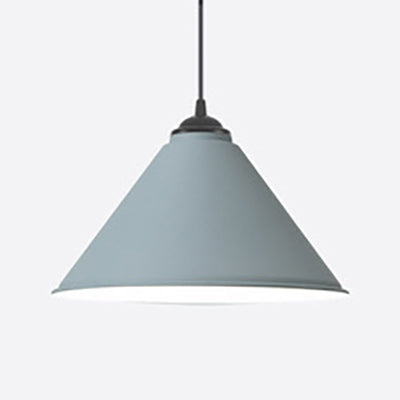 Retro Style Metal Cone Shade Ceiling Light - Black/Gray/White - 1 Light - Bedroom Hanging Lamp - 12"/16" Diameter