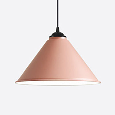 Retro Style Metal Cone Shade Ceiling Light - Black/Gray/White - 1 Light - Bedroom Hanging Lamp - 12"/16" Diameter