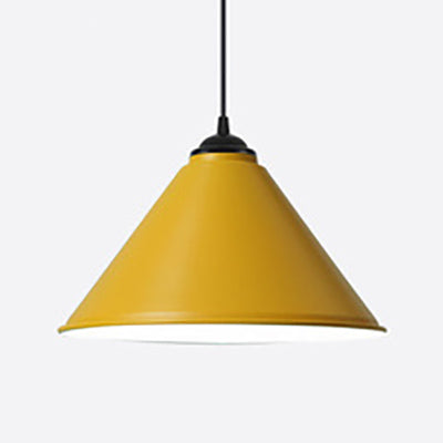 Retro Style Metal Cone Shade Ceiling Light - Black/Gray/White - 1 Light - Bedroom Hanging Lamp - 12"/16" Diameter