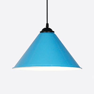 Retro Style Metal Cone Shade Ceiling Light - Black/Gray/White - 1 Light - Bedroom Hanging Lamp - 12"/16" Diameter