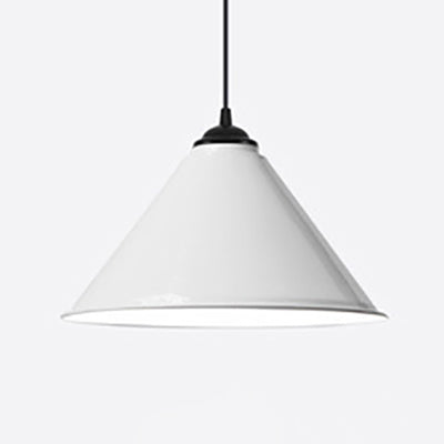 Retro Style Metal Cone Shade Ceiling Light - Black/Gray/White - 1 Light - Bedroom Hanging Lamp - 12"/16" Diameter