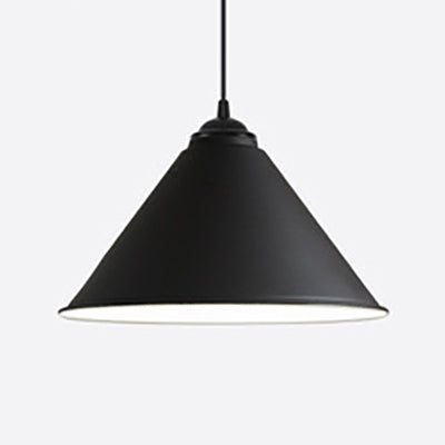 Retro Style Metal Cone Shade Ceiling Light - Black/Gray/White - 1 Light - Bedroom Hanging Lamp - 12"/16" Diameter