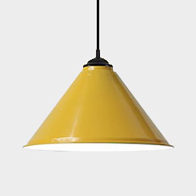 Retro Style Metal Cone Shade Ceiling Light - Black/Gray/White - 1 Light - Bedroom Hanging Lamp - 12"/16" Diameter