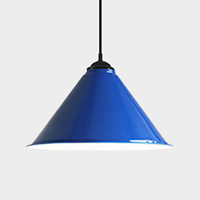 Retro Style Metal Cone Shade Ceiling Light - Black/Gray/White - 1 Light - Bedroom Hanging Lamp - 12"/16" Diameter