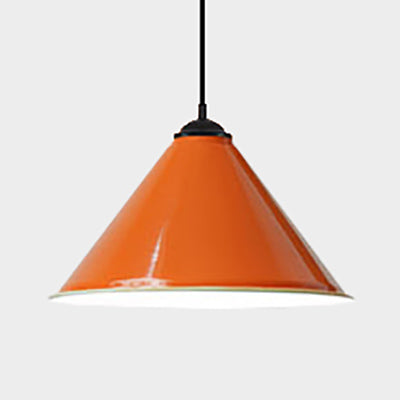 Retro Style Metal Cone Shade Ceiling Light Fixture Black/Gray/White 1-Light Hanging Lamp For Bedroom
