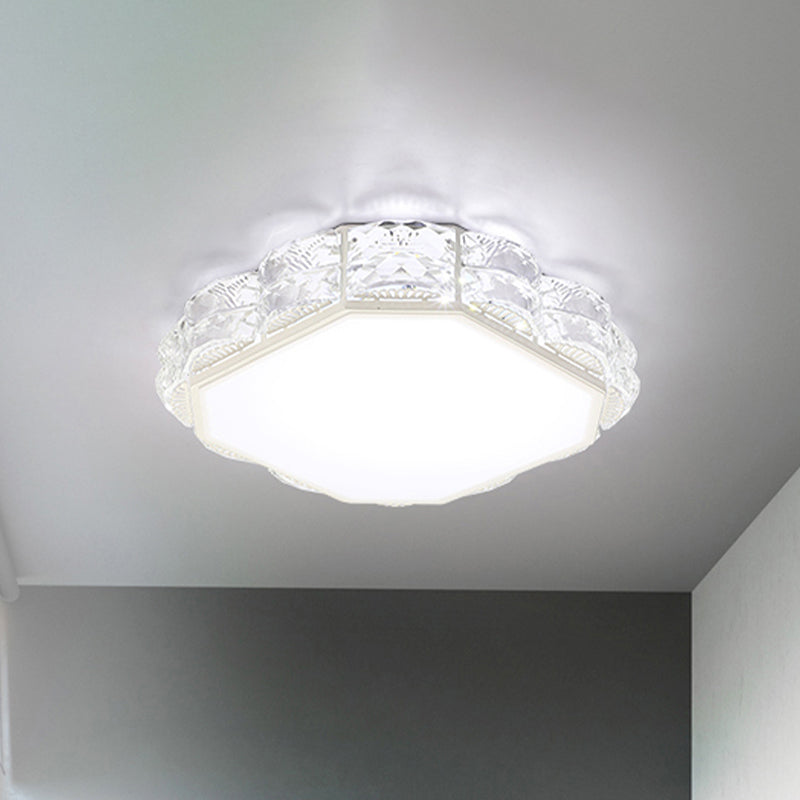 LED Crystal Ceiling Lamp: Simple Scalloped Design, Integrated Flush Light Fixture (Black/White)
