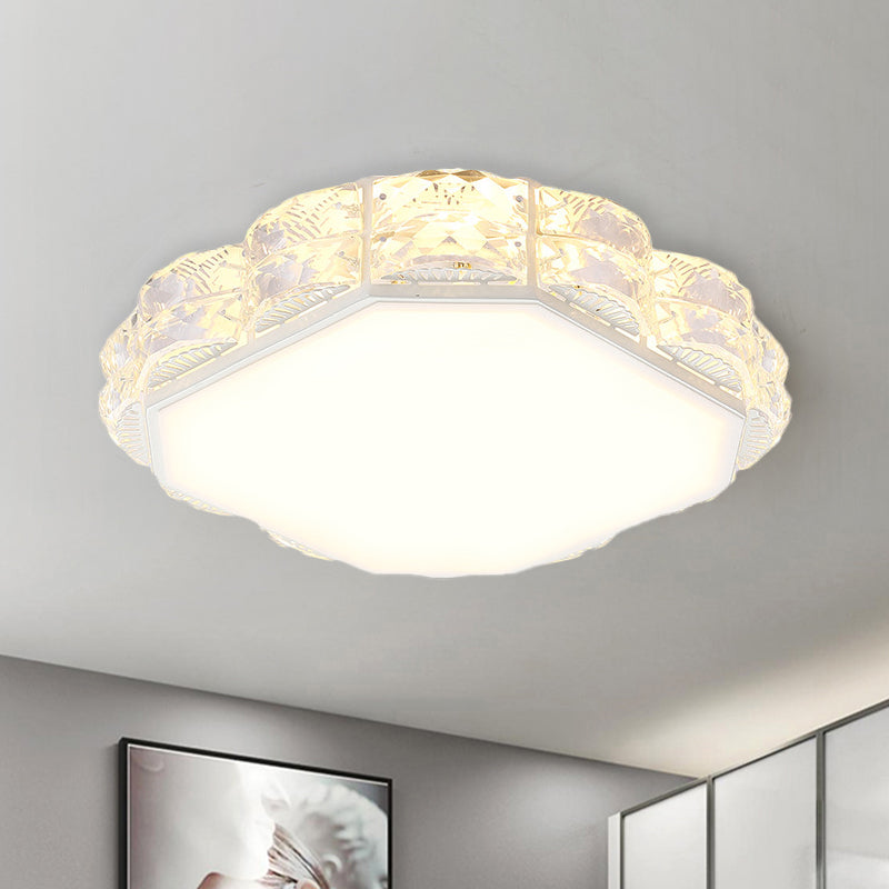 LED Crystal Ceiling Lamp: Simple Scalloped Design, Integrated Flush Light Fixture (Black/White)