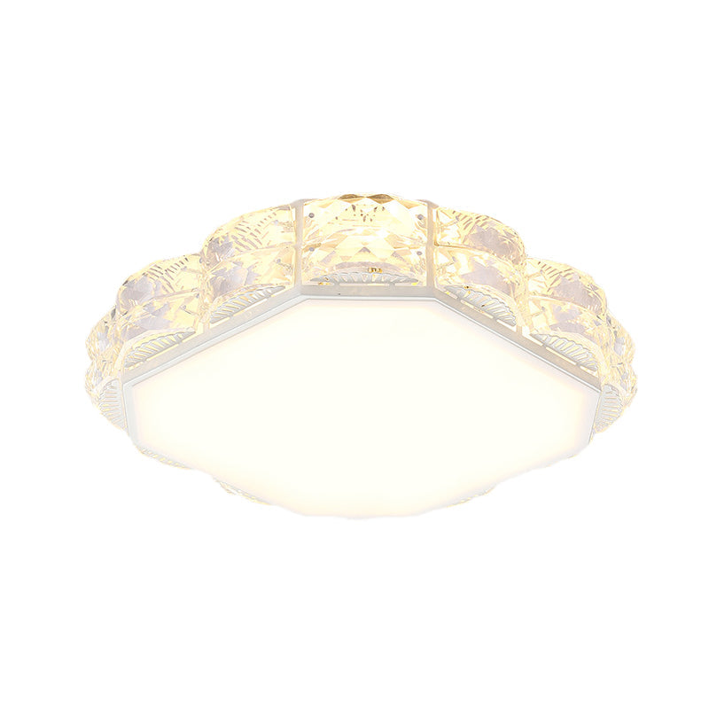 LED Crystal Ceiling Lamp: Simple Scalloped Design, Integrated Flush Light Fixture (Black/White)