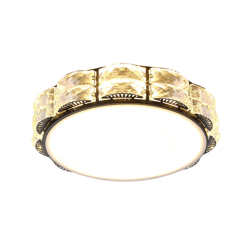 LED Crystal Ceiling Lamp: Simple Scalloped Design, Integrated Flush Light Fixture (Black/White)