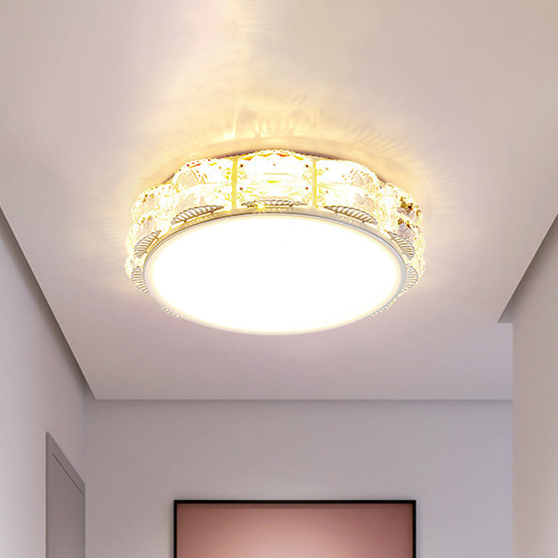 LED Crystal Ceiling Lamp: Simple Scalloped Design, Integrated Flush Light Fixture (Black/White)
