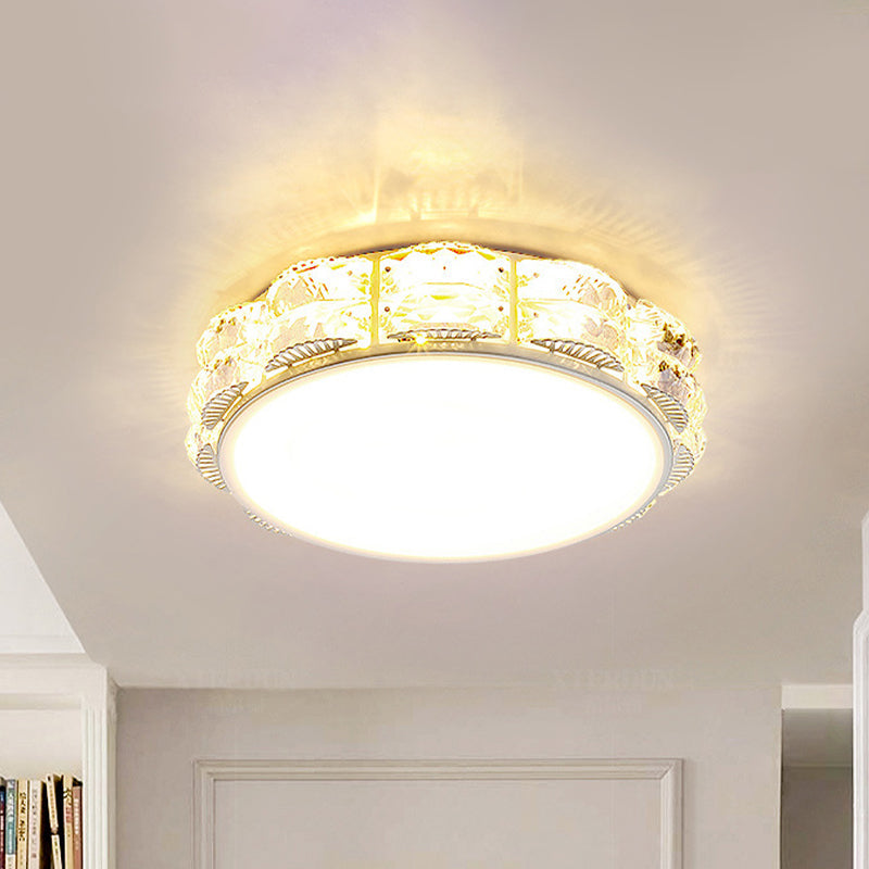 LED Crystal Ceiling Lamp: Simple Scalloped Design, Integrated Flush Light Fixture (Black/White)