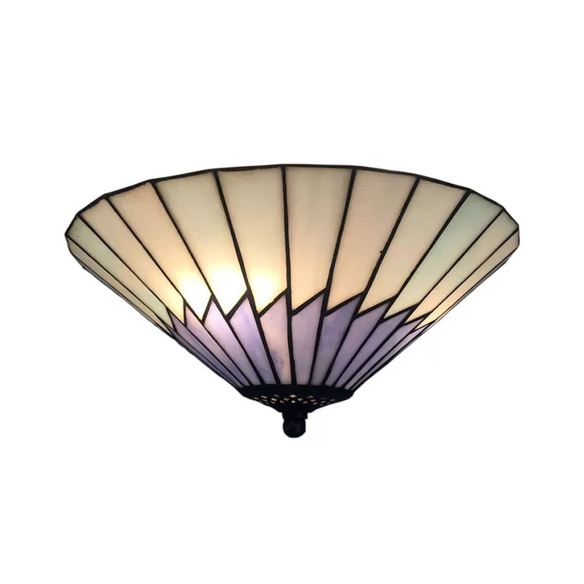 Tiffany Style 2-Light Purple Ceiling Flush Mount for Bedroom, 6" High x 13" Diameter