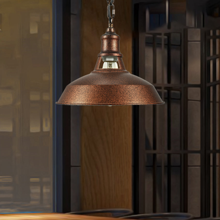 Rustic Barn Pendant Light With Adjustable Chain - Perfect For Kitchen And Stylish Interiors Rust