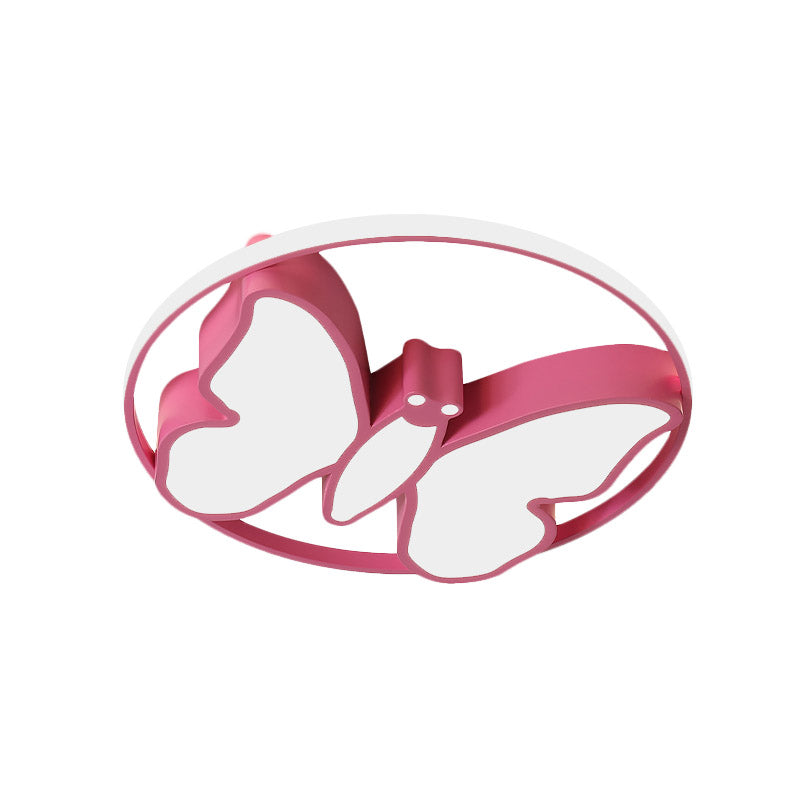 Plafonnier LED en acrylique pour enfants en forme de papillon avec cerceau lumineux en blanc/rose/bleu