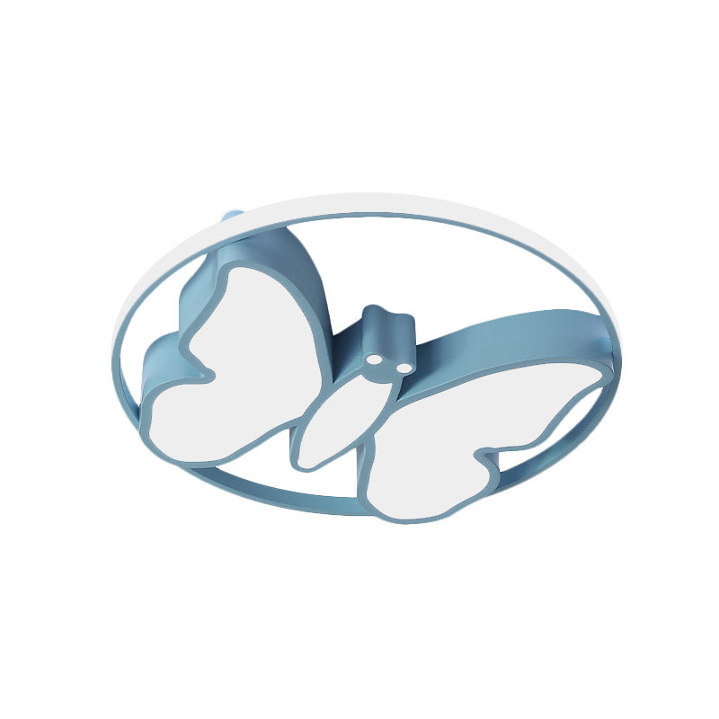 Plafonnier LED en acrylique pour enfants en forme de papillon avec cerceau lumineux en blanc/rose/bleu