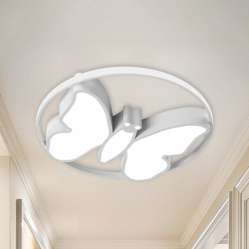 Plafonnier LED en acrylique pour enfants en forme de papillon avec cerceau lumineux en blanc/rose/bleu