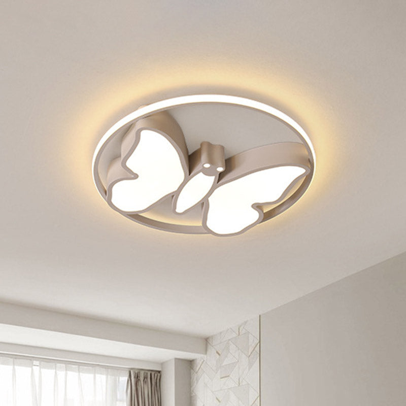 Plafonnier LED en acrylique pour enfants en forme de papillon avec cerceau lumineux en blanc/rose/bleu