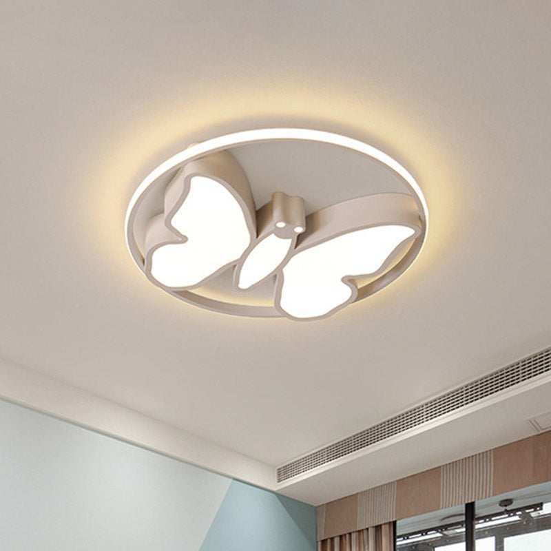 Plafonnier LED en acrylique pour enfants en forme de papillon avec cerceau lumineux en blanc/rose/bleu