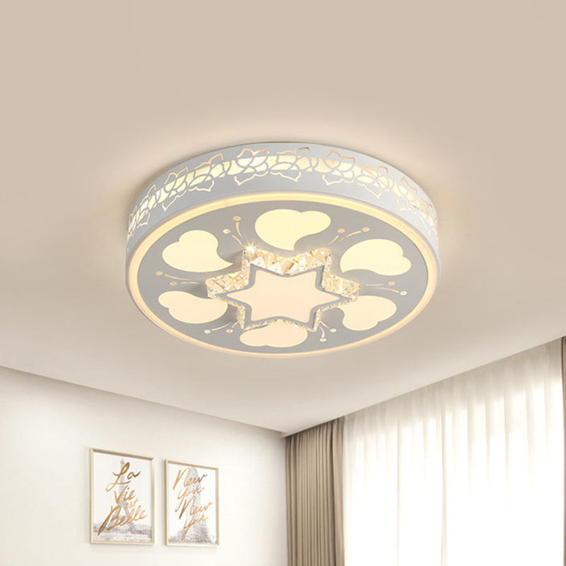 Modern LED Crystal Ceiling Light with Unique Side Design – Star/Flower Flush Mount in White