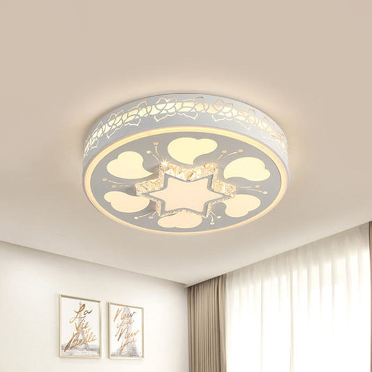 Modern LED Crystal Ceiling Light with Unique Side Design – Star/Flower Flush Mount in White