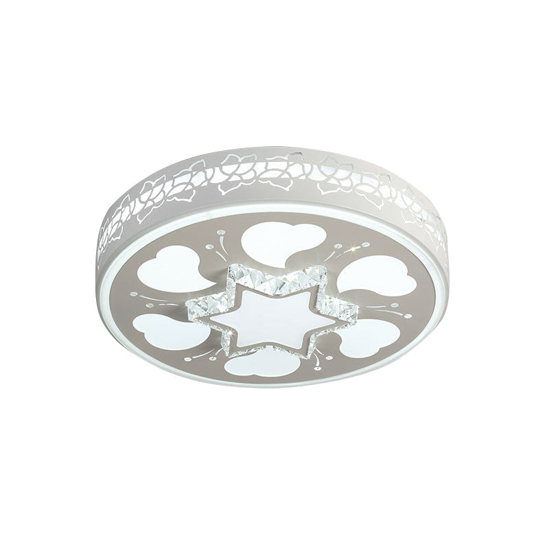 Modern LED Crystal Ceiling Light with Unique Side Design – Star/Flower Flush Mount in White