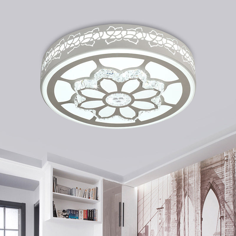 Modern LED Crystal Ceiling Light with Unique Side Design – Star/Flower Flush Mount in White
