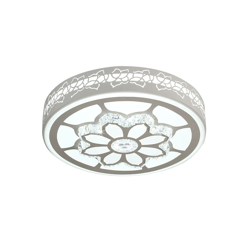 Modern LED Crystal Ceiling Light with Unique Side Design – Star/Flower Flush Mount in White