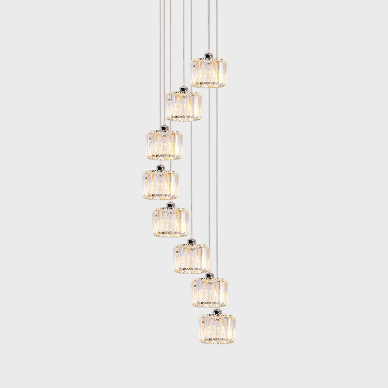 Modernist Lobby Pendant Light with Clustered Crystal Shades - Choose from 3, 8, or 10 Head Options