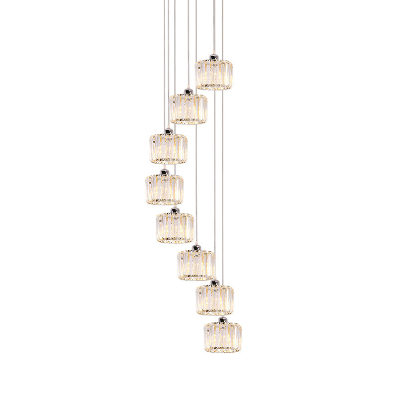 Modernist Lobby Pendant Light with Clustered Crystal Shades - Choose from 3, 8, or 10 Head Options