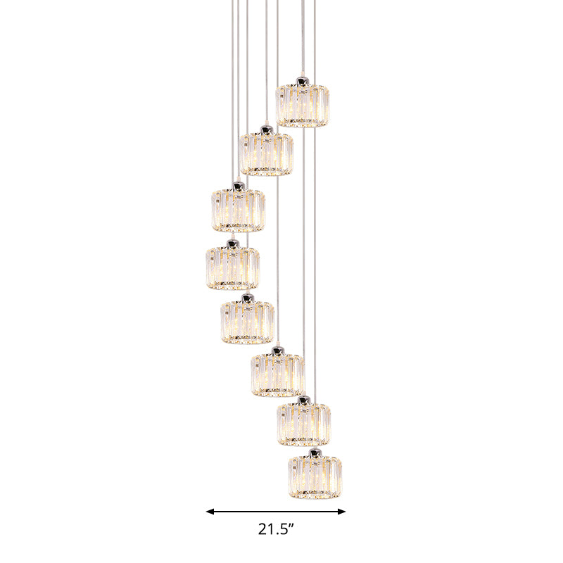 Modernist Lobby Pendant Light with Clustered Crystal Shades - Choose from 3, 8, or 10 Head Options