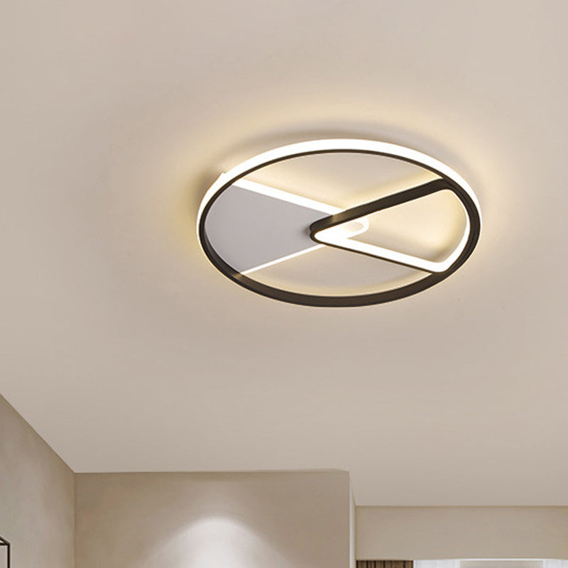 Modern Sector Frame Flushmount LED Bedroom Light - 16.5"/20.5" Acrylic, Black/White/Warm White