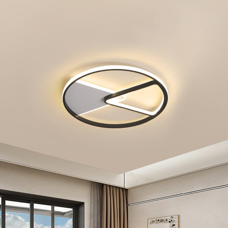 Modern Sector Frame Flushmount LED Bedroom Light - 16.5"/20.5" Acrylic, Black/White/Warm White
