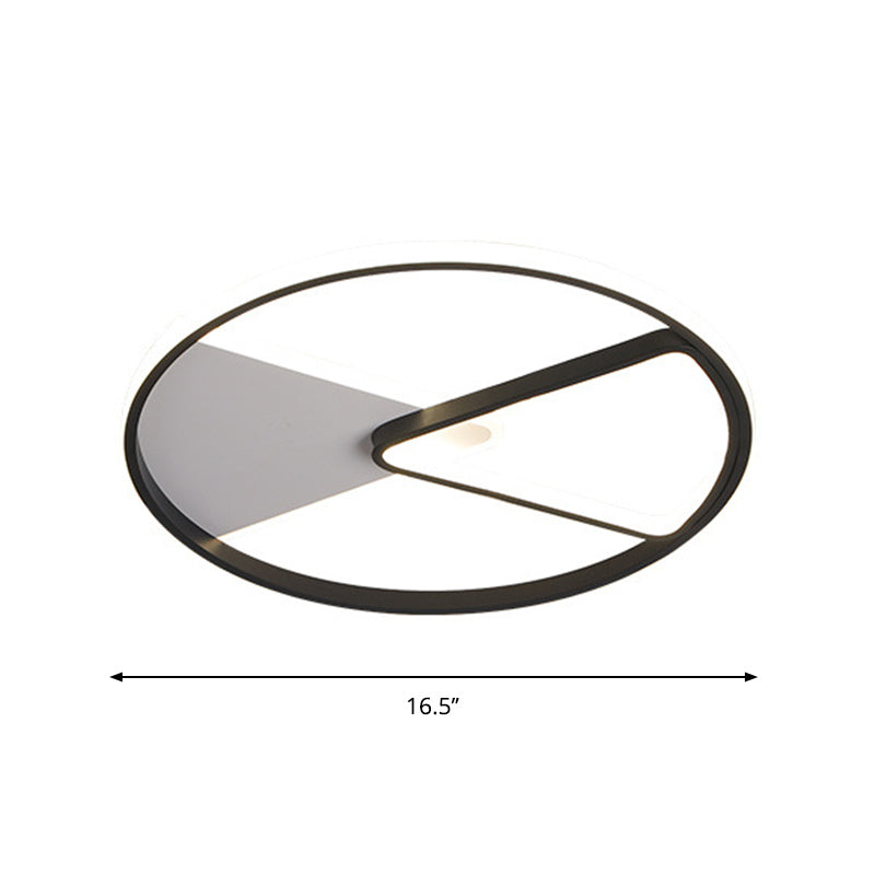 Modern Sector Frame Flushmount LED Bedroom Light - 16.5"/20.5" Acrylic, Black/White/Warm White