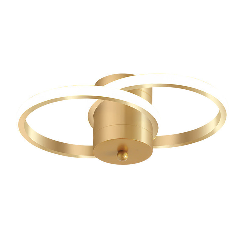 Modern LED Gold Flush Mount Ceiling Lamp - Acrylic Dual Loop Light Fixture for Corridor