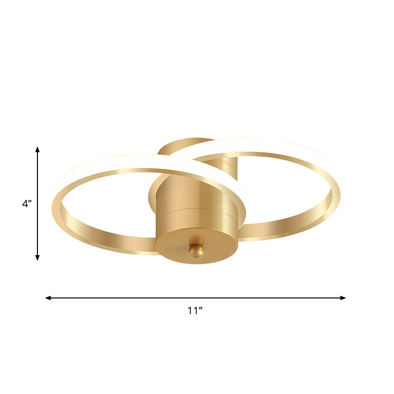 Modern LED Gold Flush Mount Ceiling Lamp - Acrylic Dual Loop Light Fixture for Corridor