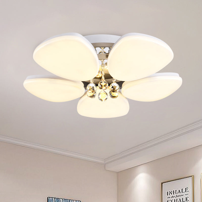 Plafonnier LED moderne en acrylique avec boule de cristal – Design White Blossom