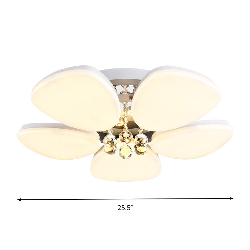Plafonnier LED moderne en acrylique avec boule de cristal – Design White Blossom