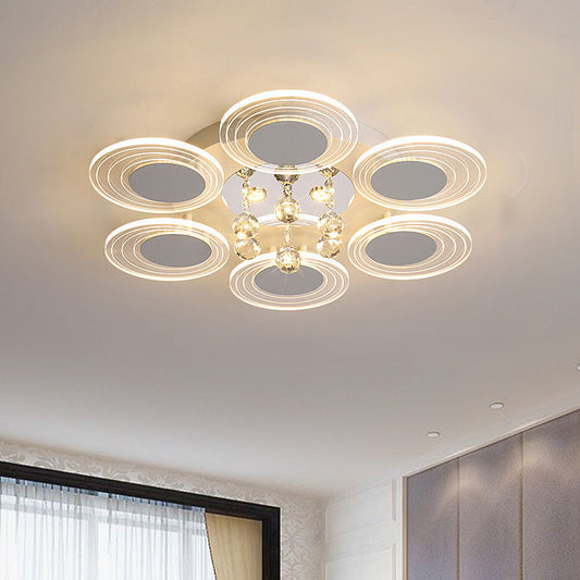 Contemporary LED Crystal Ball Flushmount Ceiling Lamp, Wide, 25.5"/31.5" - Perfect for Living Room