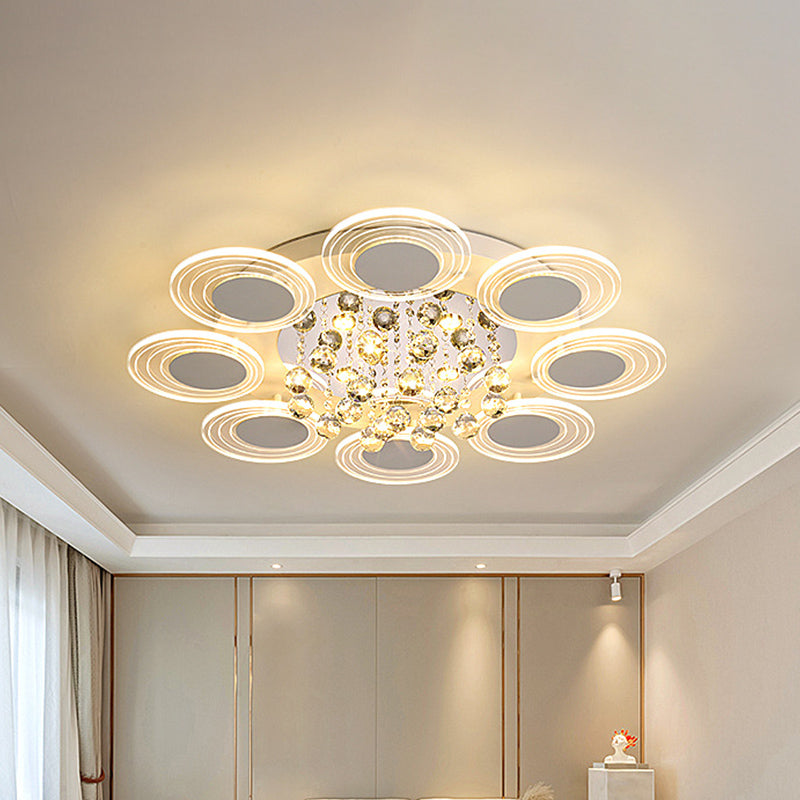 Contemporary LED Crystal Ball Flushmount Ceiling Lamp, Wide, 25.5"/31.5" - Perfect for Living Room