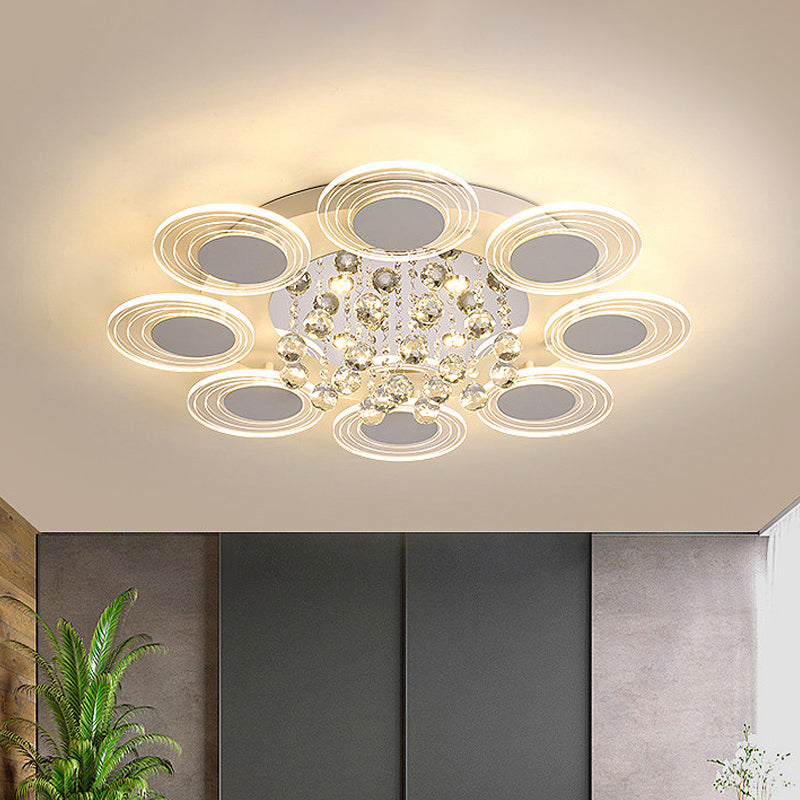 Contemporary LED Crystal Ball Flushmount Ceiling Lamp, Wide, 25.5"/31.5" - Perfect for Living Room