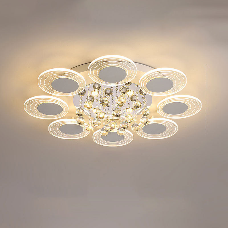 Contemporary LED Crystal Ball Flushmount Ceiling Lamp, Wide, 25.5"/31.5" - Perfect for Living Room