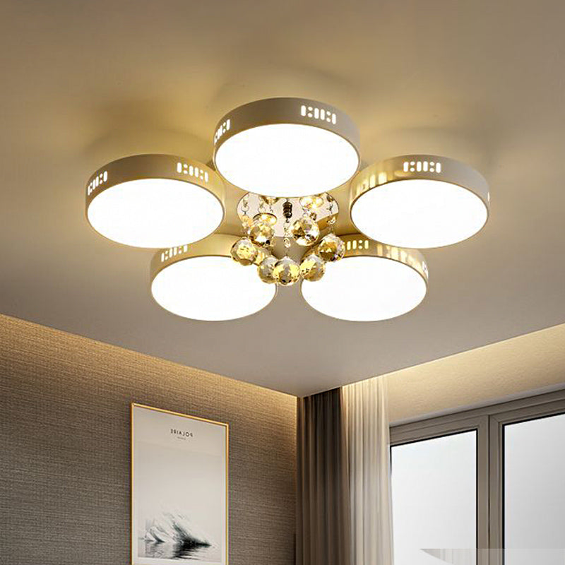 Contemporary LED Flush Mount Ceiling Lamp in White - 22"/31.5" Circular Crystal Orb Design for Bedrooms