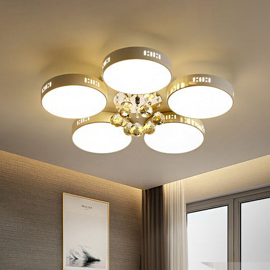 Contemporary LED Flush Mount Ceiling Lamp in White - 22"/31.5" Circular Crystal Orb Design for Bedrooms