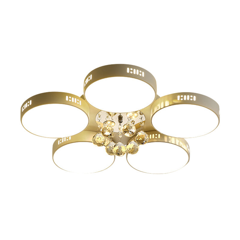 Contemporary LED Flush Mount Ceiling Lamp in White - 22"/31.5" Circular Crystal Orb Design for Bedrooms