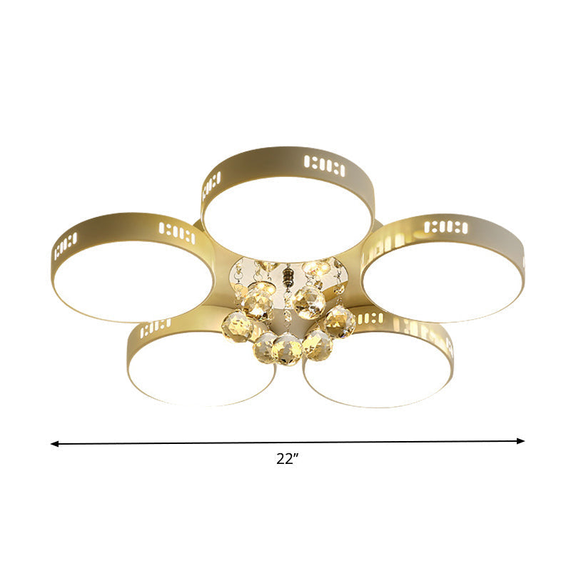 Contemporary LED Flush Mount Ceiling Lamp in White - 22"/31.5" Circular Crystal Orb Design for Bedrooms